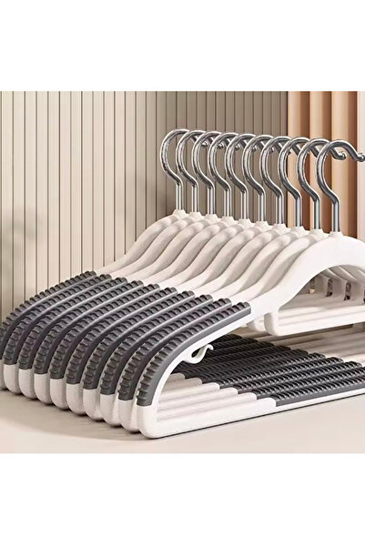 Choice1 10pcs light gray 10 Piece Set Of Heavy-Duty Dry And Wet Hangers With ...