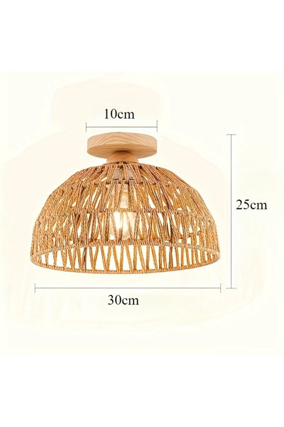 choice2 Warm White(3000K) 30CM E27 Wabi-sabi Natural Hand-woven Wicker Lampsh...