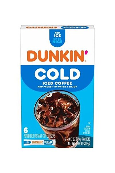 Dunkin ’ Cold Iced Coffee, Powdered Instant Coffee Packs, 6 count- 29.4g