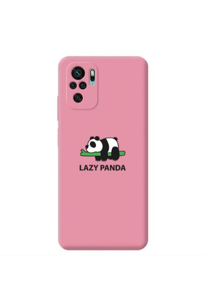 Other Xiaomi Redmi Note 10S Lazy panda Pink Colored Silicone TPU Θήκη