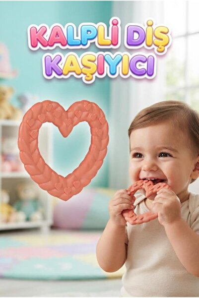 Tıfıl Toys Heart Shaped Flexible Bpa-Free Embossed Pastel Colored Toy Baby Te...