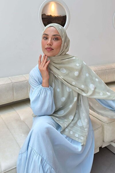 lamelif Polka Dot Pattern Soft Shawl Mint Green