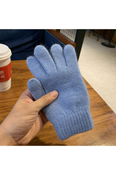 Choice9 One Size Blue Winter Keep Warm Solid Five Finger Gloves Women Cashmer...