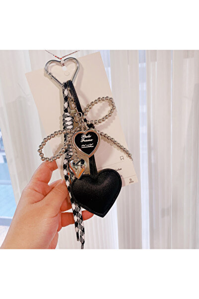 Choice black Trendy Leather Heart Bow Keychain Delicate Beaded Keyring Car Ke...