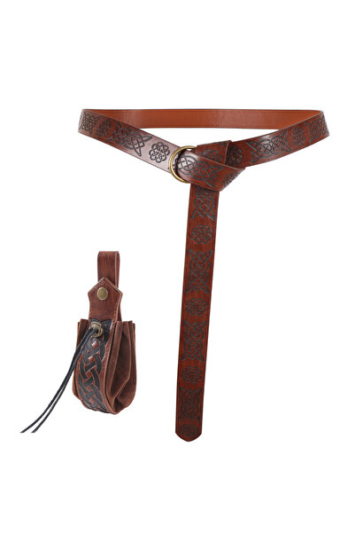 Choice1 StyleB 2PCS 2pcs vintage embossed leather belt, purse set-unisex with...