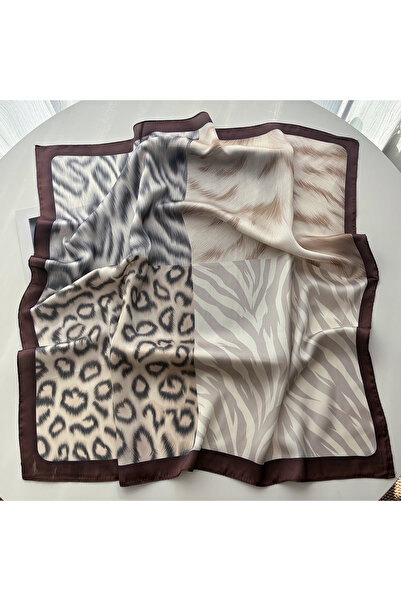 Choice وشاح مربع فاخر للنساء مقاس 70*70 سم، طراز FJ128-5-Coffee، حجاب أنيق بن...