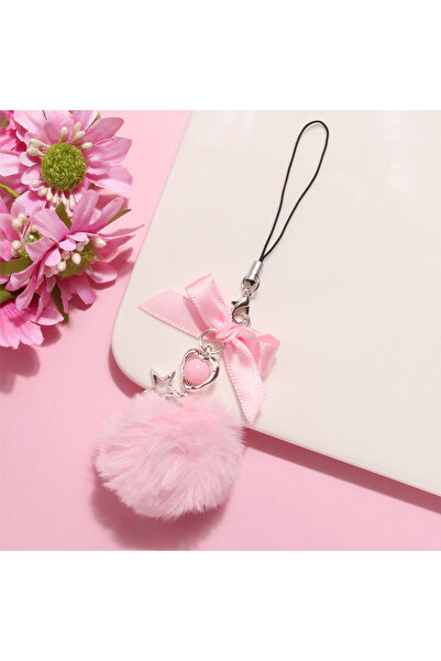 Choice1 A1 Delicate Pink Ball Woven Ribbon Bow Keychain Pendant Ribbons Bowkn...