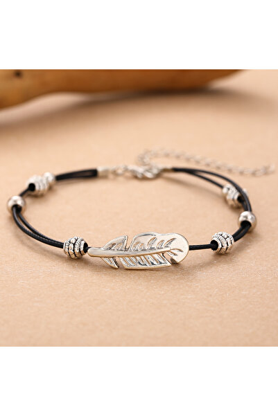 Choice YA1249-1 Bohemian Faux Leather Braided Rope Feather Anklet for Women M...