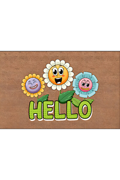 ETÜRKELİ Door Mat Non-Slip Heavy Base Smiling Daisies Hello Pattern Decorativ...