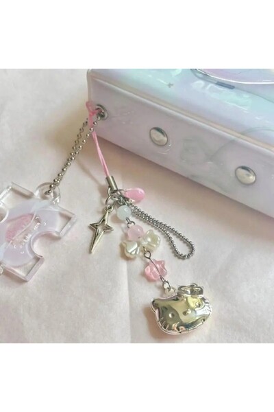 Choice Hello Kitty Charm 1 cartoon cute KT cat girl heart beaded mobile phone...