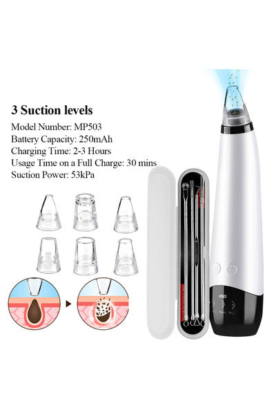 Choice3 Type 2 SET Blackhead Remover Facial Pore Cleaner 3 Suction Power Elec...
