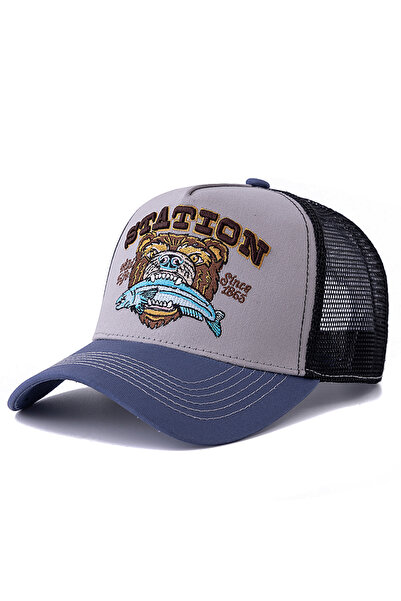 Choice 56cm-60cm Blue Grey Hot Sale Unisex Bear Head Pattern Cap Summer Breat...