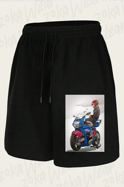 ZOKAWEAR Unisex Σορτς με στάμπα σε μπλε σχέδιο αγωνιστικών μηχανών