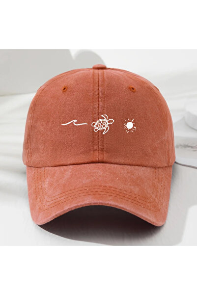 choice2 Adjustable Orange Turtle pattern printed baseball cap for daily casua...
