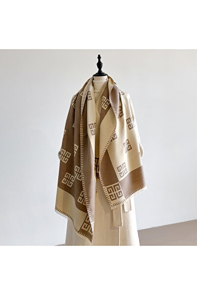 Choice1 Khaki 2025 Latest Design Winter Two-Sided Jacquard Cashmere Scarves H...