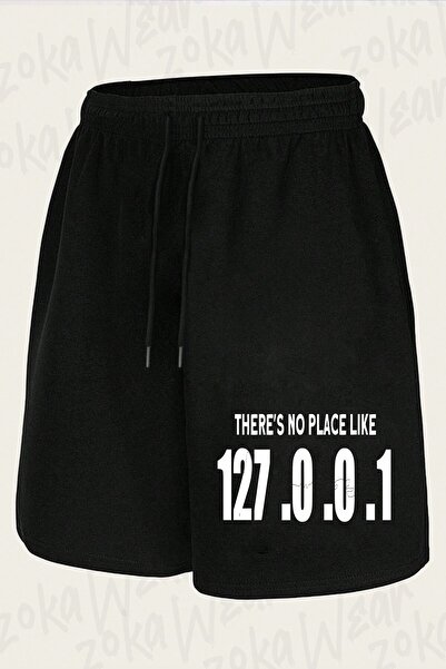 ZOKAWEAR شورت مطبوع بتصميم 127.0.0.1 للجنسين من There's No Place Like 127.0.0.1