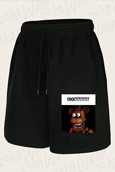 ZOKAWEAR Унисекс шорти с принт с дизайн на FNaF Фреди и мем с пенис