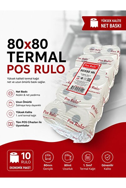 Toscana 80X80 TERMAL POSRULO 1 Paket 10 Adet TSE Belgeli Yazarkasa Pos Rulosu