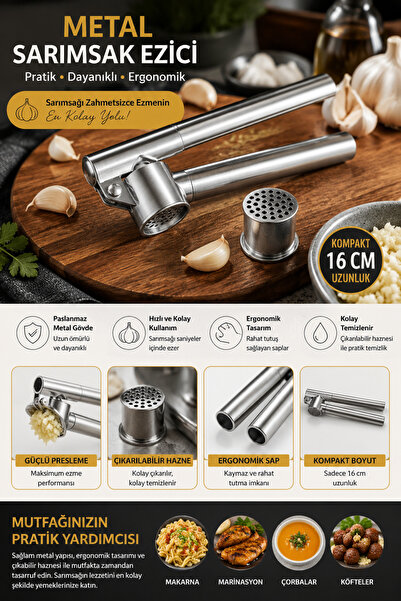 MAKRİ HOME Stainless Steel Garlic Crusher, Practical Handheld Garlic Press, 1...