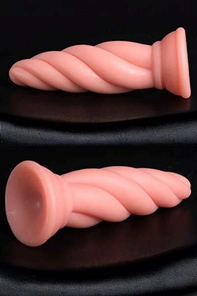 Sensvia Spiral Tasarımlı Anal Plug 15 Cm Vantuzlu Büyük Boy Anal Yapay Penis Dildo Yumuşak Dokulu Kalın Anal Genişletici