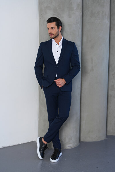 GustmanModa Dark Blue Slim Fit Jacket