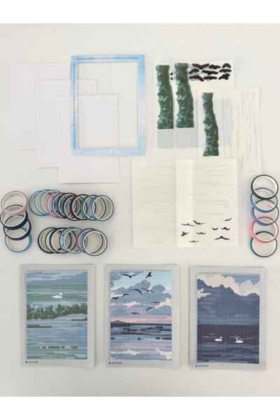 Kağıt Gemi Dükkan DIY Sunset Memories Washi Bantlar İle Manzara Tasarlama Seti/Washi Tape/Dekoratif Bant
