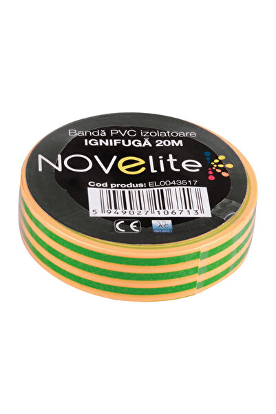 NOVELITE Banda Izolatoare IGN PVC 20m Verde-Galben, NOVELITE, BANDA IZOLATOAR...
