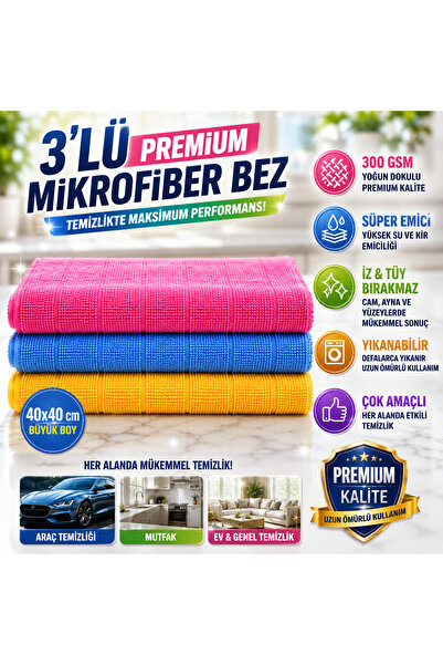 MisGibi Kareli Mikrofiber Temizlik Bezi İz Bırakmayan Çok Amaçlı