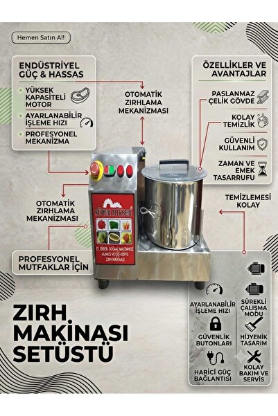 SÜPER MİKSER SETÜSTÜ KEBABLIK ET ÇEKME VE ZIRH MAKİNASI