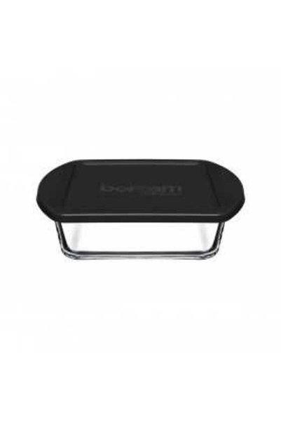 Borcam By Pasabahce Vas dreptunghiular din sticlă termorezistentă cu capac din plastic negru Pasabahce Borcam 1080 ml