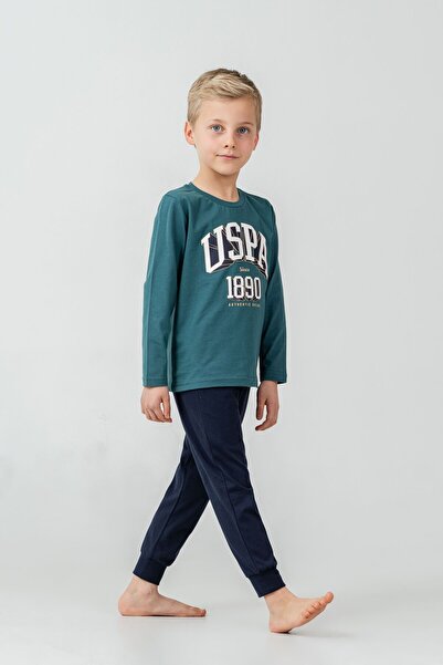 U.S. Polo Assn. Σετ πιτζάμες για αγόρια με στάμπα πράσινο μακρυμάνικο σετ πιτ...