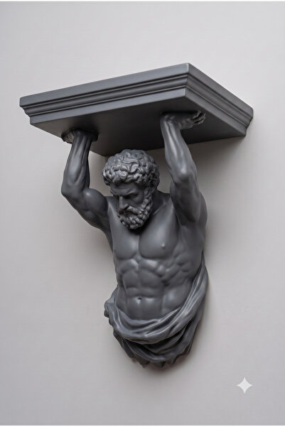 Smug Design 3D Mitolojik Atlas Heykeli Duvar Rafı
