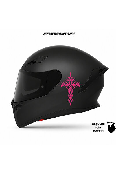 STCKRCO Minimal Haç Kask Stickerı – Kask Yan Taraf Cross Sticker Etiket - Min...