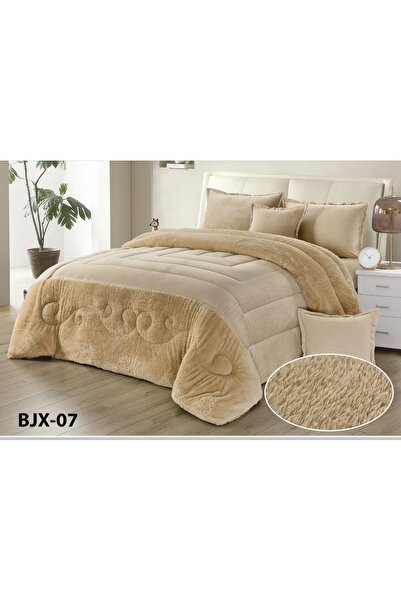 BIET ALMAFROSHAT Nefren Velvet Quilt Set on Fur, Consisting of 6 Luxurious Pi...