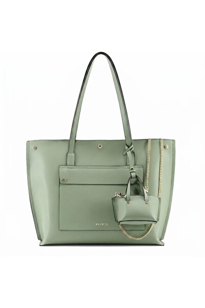 Generic Large Leather Commuter Tote Bag with Mini Chain Pouch, Spacious Lapto...