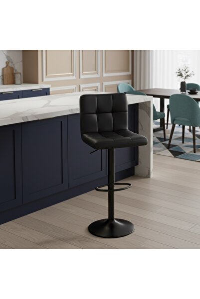 Al Hadaya Mall Modern Design Leather Bar Chair - Black