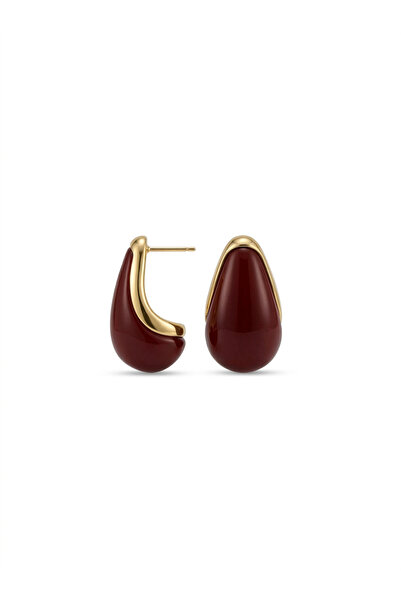 Charmist Steel Maple Earrings Burgundy