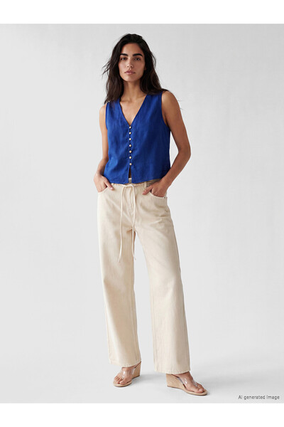 LC Waikiki Rmz Gi̇yi̇m Farkiyla Women's Wide Leg Jeans with Waist Cord