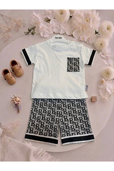 RÜYA KİDS Baby Boy Daily Combed Cotton Shorts Summer 2-Piece Top and Bottom Set