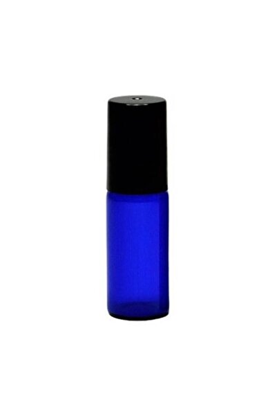 OEM Flacon roll-on albastru, sticlă subțire, capac din plastic negru, 5ml