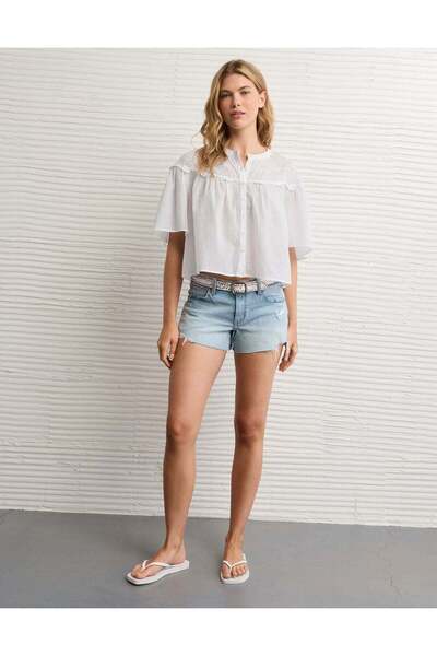 AMERICAN EAGLE AE Embroidered Button-Up Blouse