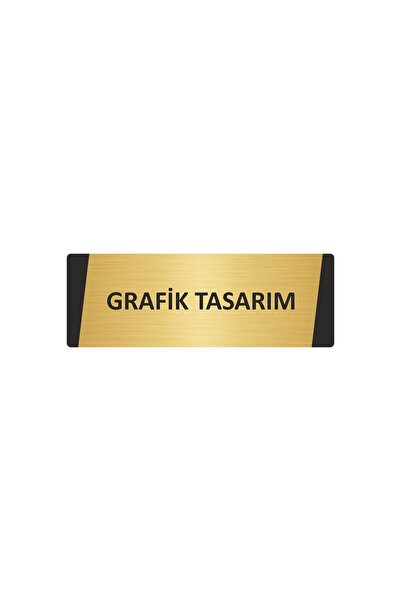 Özarslan Dizayn Graphic Design Metal Warning Sign 7X20 cm Gold Color