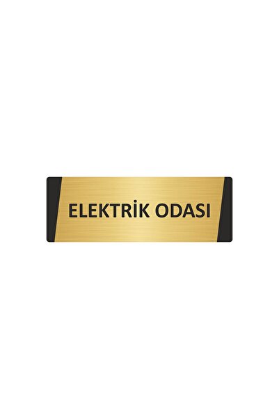 Özarslan Dizayn لافتة تحذير معدنية لغرفة الكهرباء مقاس 7×20 سم لون ذهبي