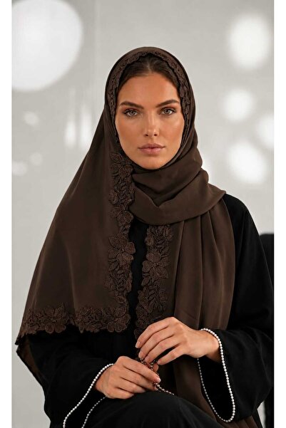Veil Designer Pualnatez Rose Embroidery Pattern on Three Sides of the Pattern...