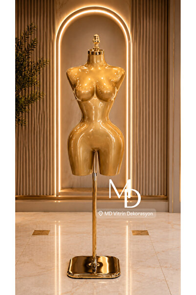 MD Vİtrin Dekorasyon 40 Beden Gold Polyester Pantalon Giyebilen Vitrin mankeni