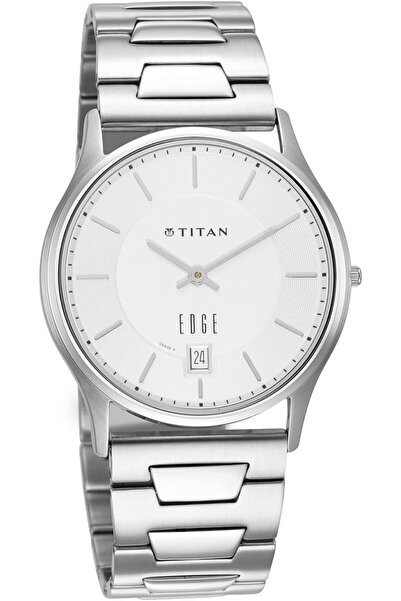 Titan Men's Analog Watch with White and Silver Stainless Steel Dial, Silver B...