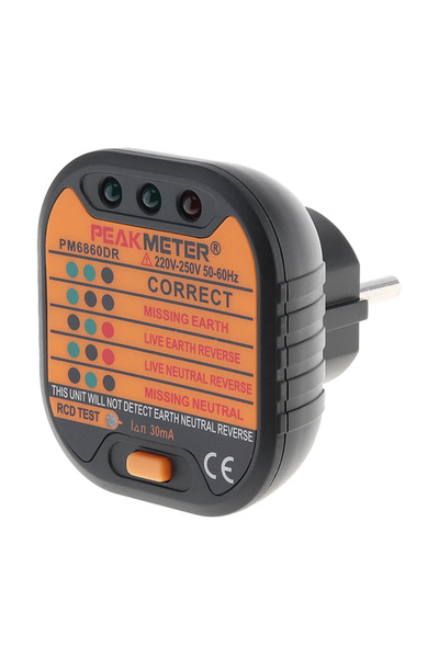 PEAKMETER tester πρίζας PM6860DR, 220-250V 50-60Hz