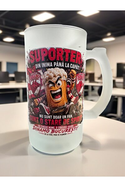 GIFTS4ALL Halbă de Bere pentru Suporter, Sticlă Mată, 500 ml, Design Tematic ...