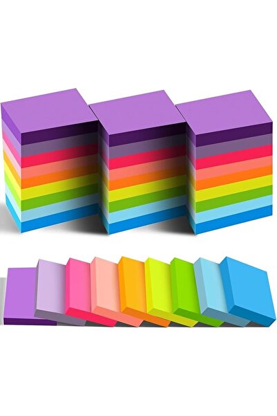 Arabest Sticky Note Pad,12 Multicolor Self Adhesive Memo,8x16cm Thick Paper,R...
