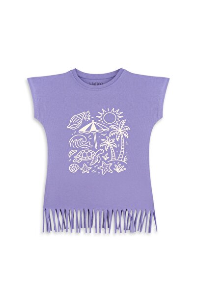 Hafico Girl's 100% Cotton Sea-Themed T-Shirt with Tassels